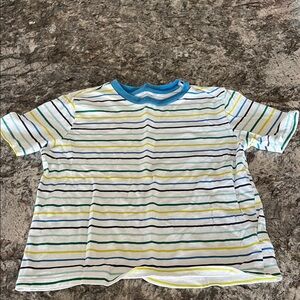 Striped Kids Shirt with Blue Collar